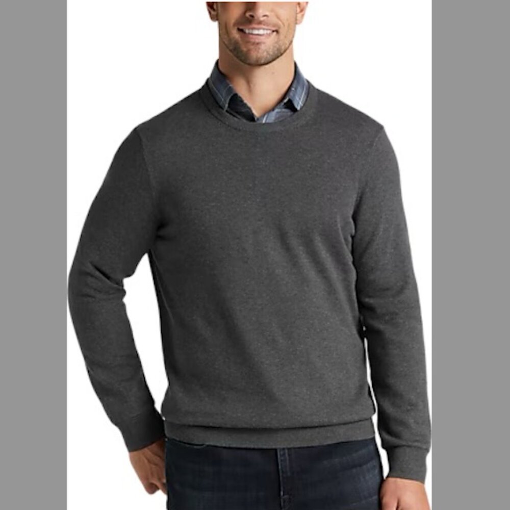 Joseph Abboud Modern Fit Crew Neck Pima Sweater - colour: Charcoal